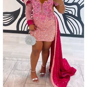 Elegant Pink Sequin Dress